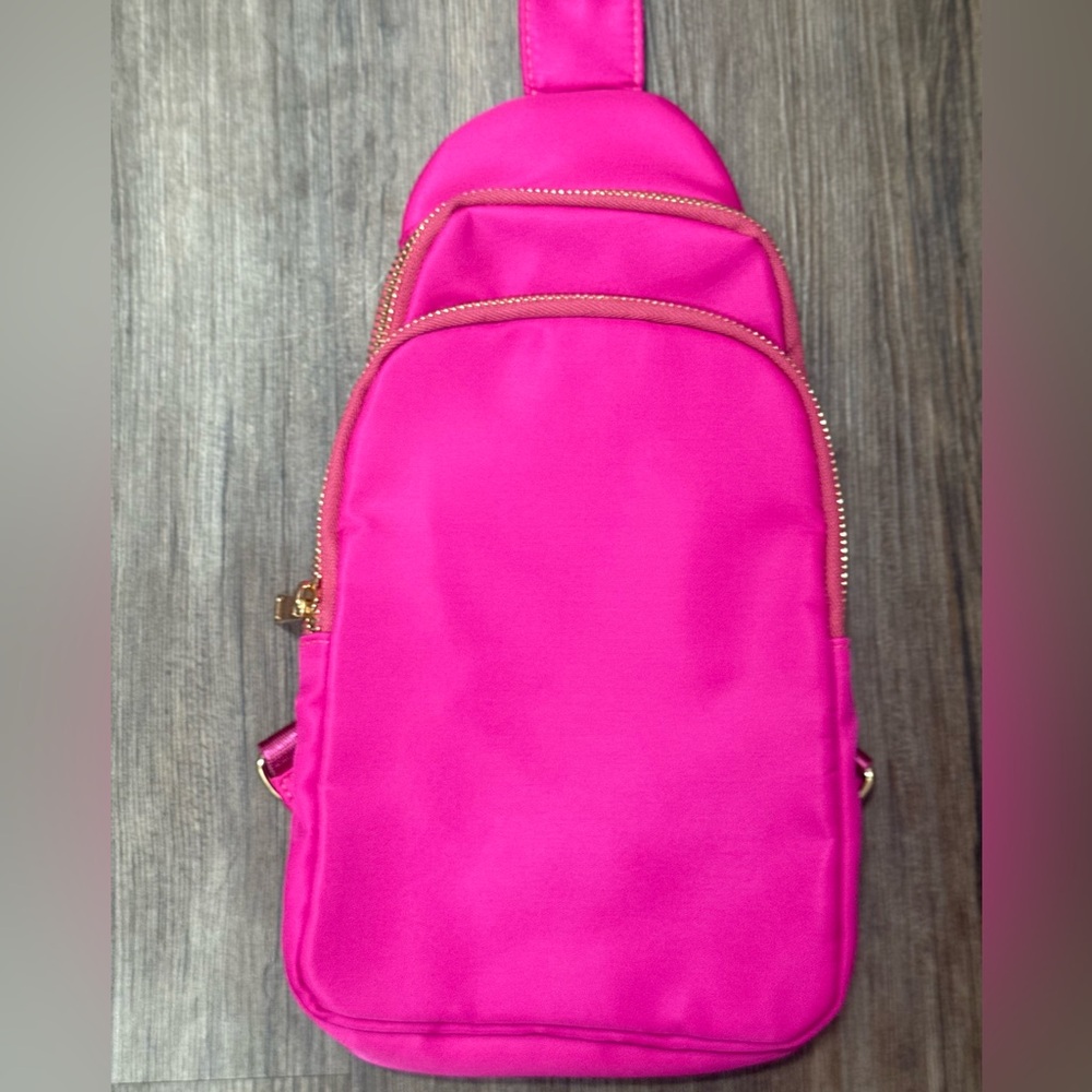 Pink Nylon Sling Backpack for Women | Stylish Crossbody Bag | New